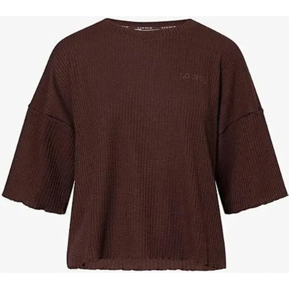 Lounge Soft Waffle Pyjama Top Chocolate‎ Large New With Tags